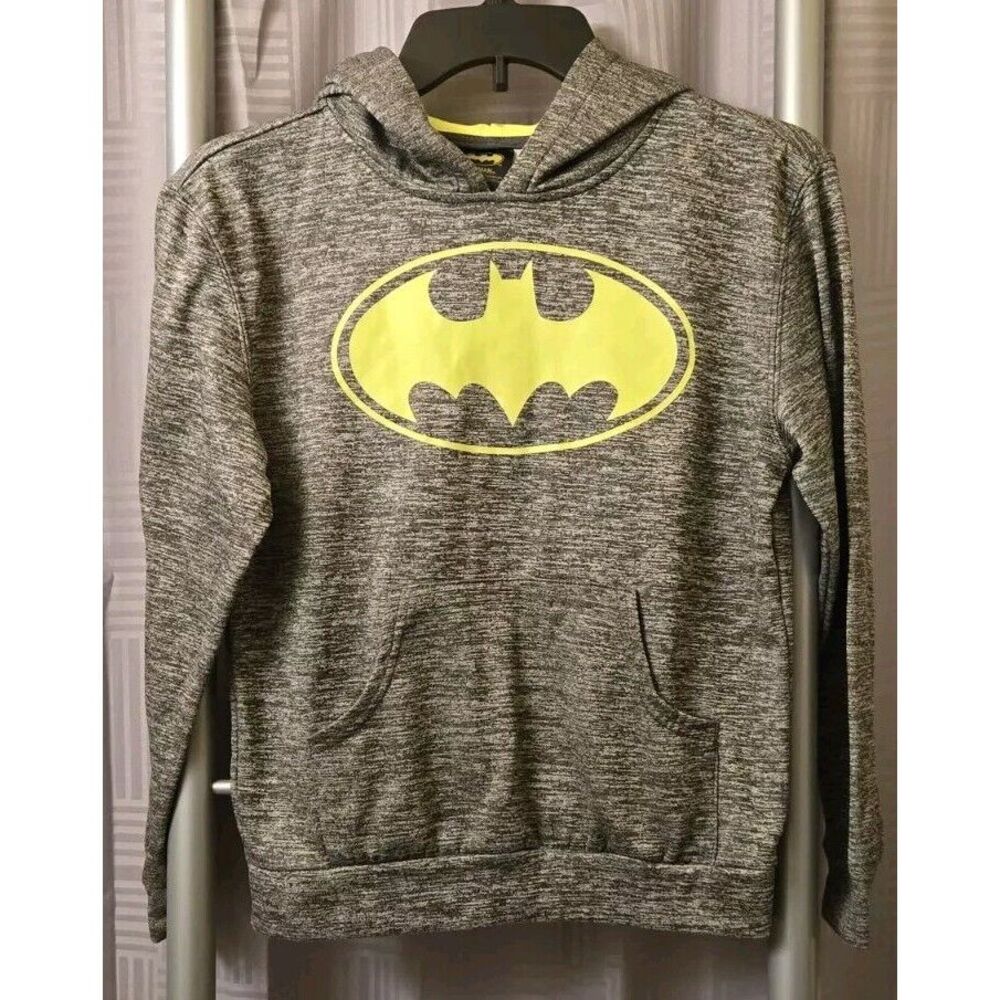 Gray Batman Youth Boys Bat logo Pullover Hoodie ‎ Medium